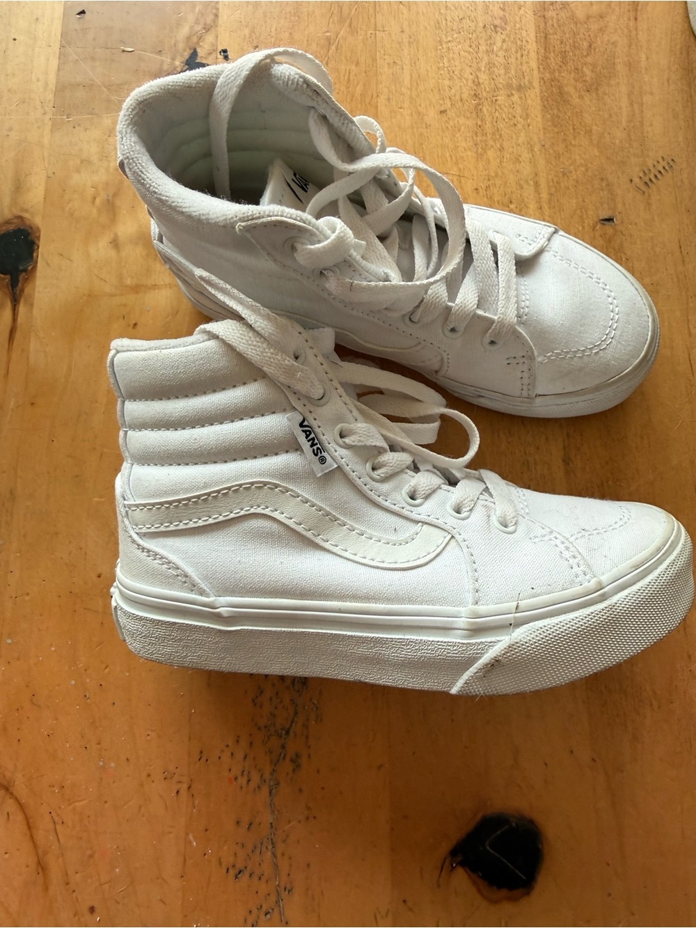 Vans Kids White High-Top Canvas Sneakers little girls 11.5